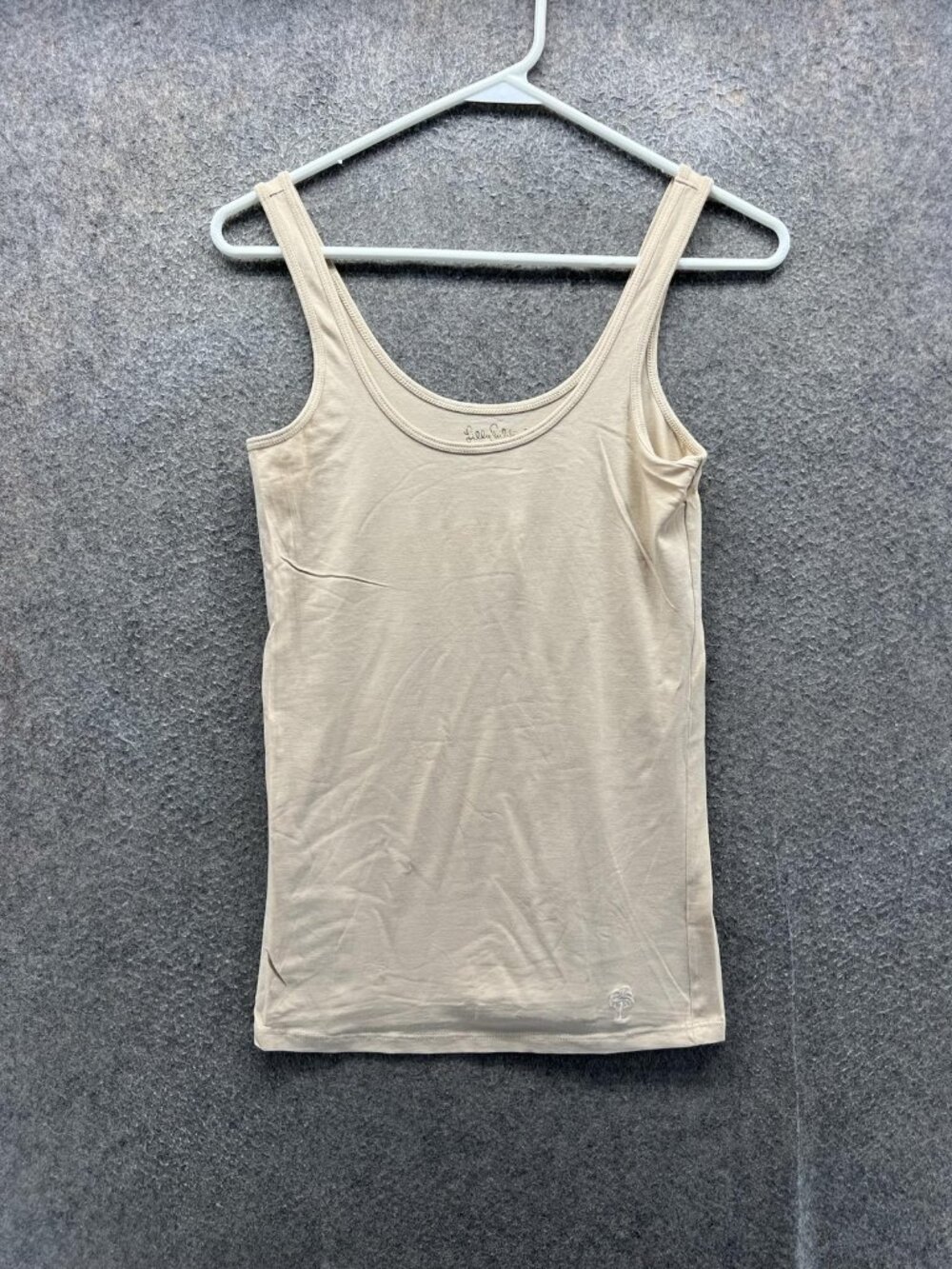 Lilly Pulitzer Tank Top Girls Small 4-5 Beige Scoop Neck Stretch Jersey Basic
